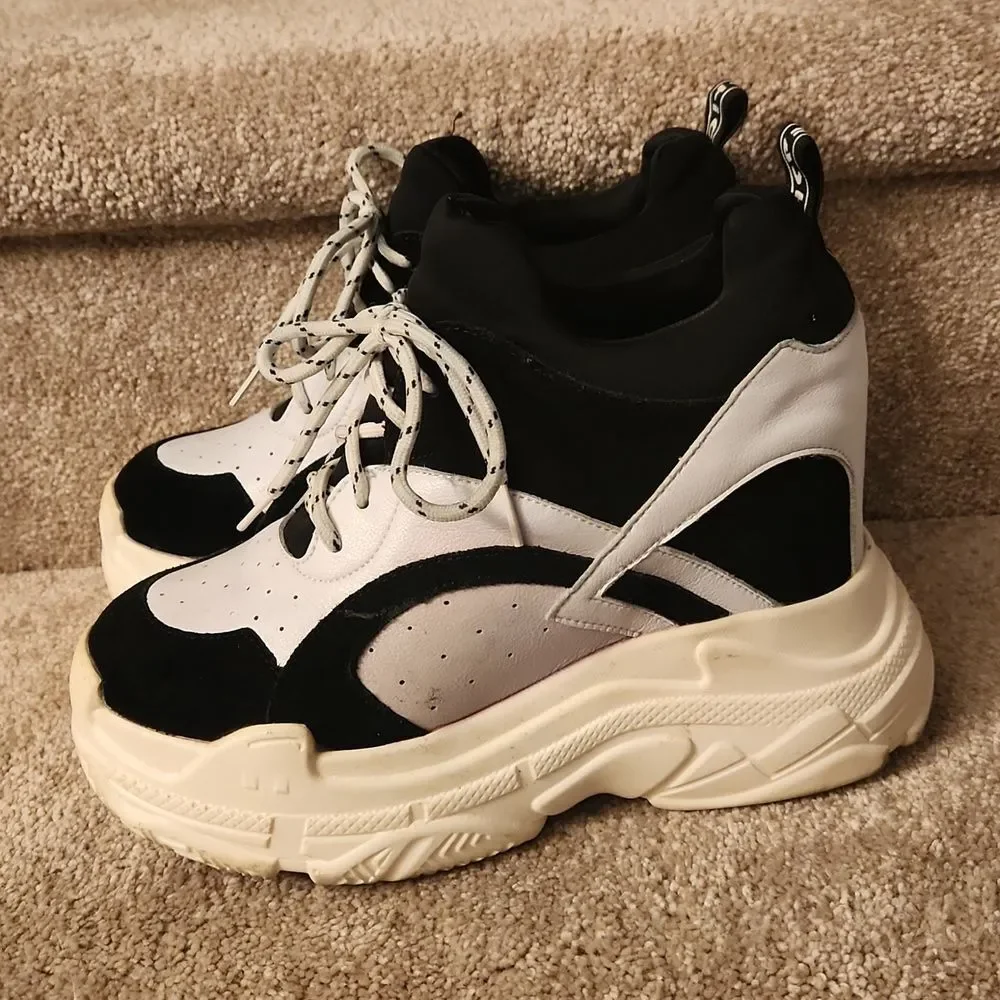 Anthony Wang Women's Platform Sneakers w/ Interior Wedge Heel Size 8